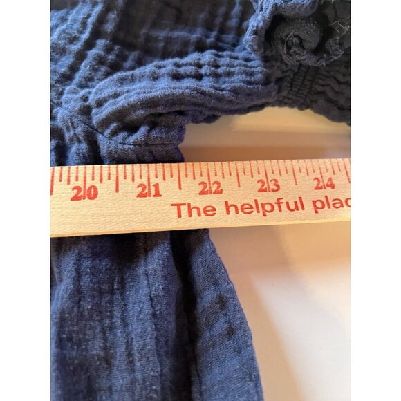 FREE PEOPLE navy gauzy fringe mini dress a-line L festival lightweight boho - Picture 9 of 10